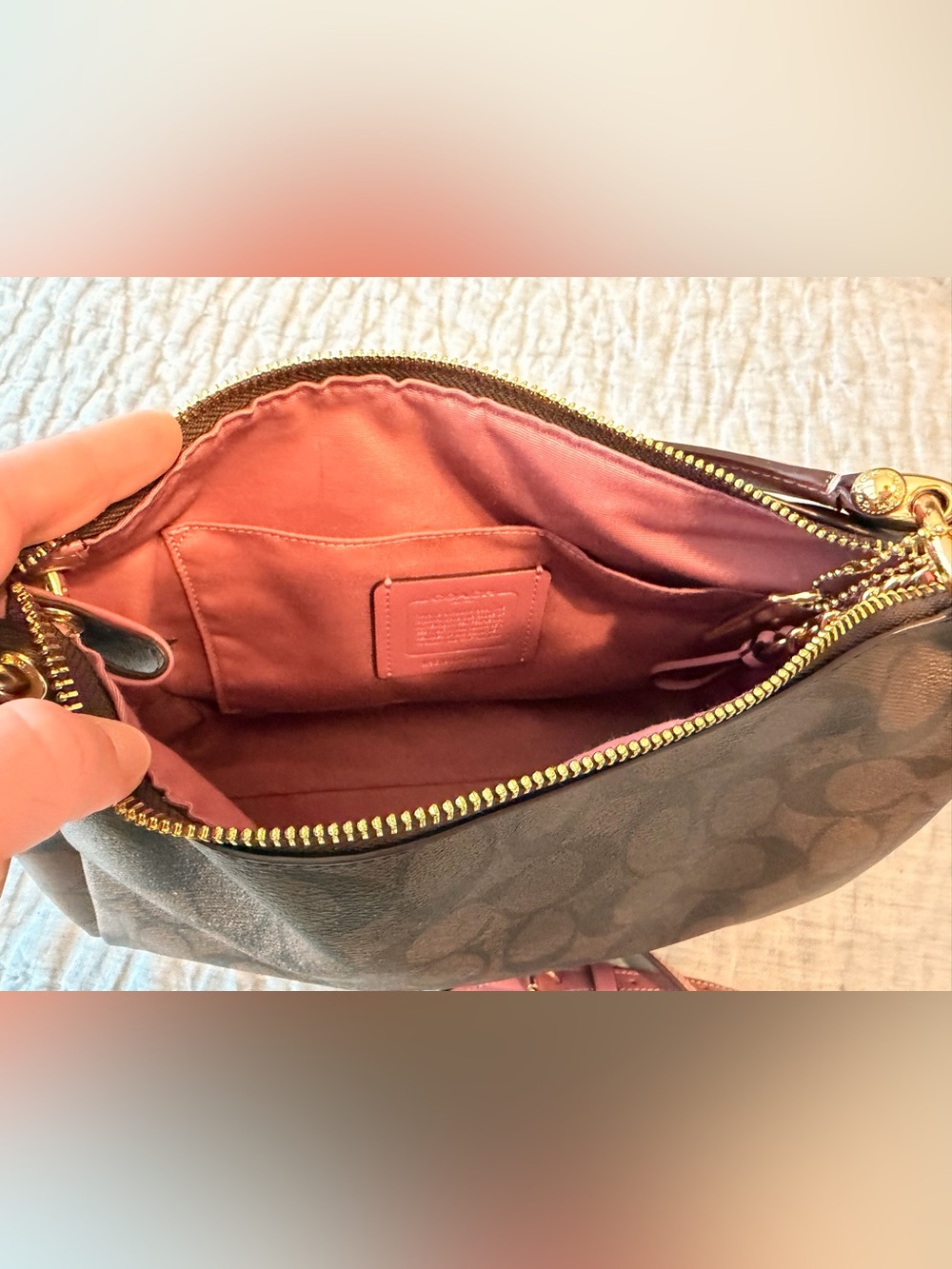 Coach Signature Convertible Purse- shoulder and crossbody strap